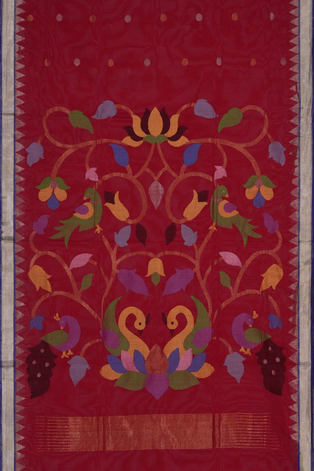 Image of Uppada Cotton Red Saree